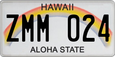 HI license plate ZMM024