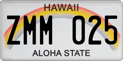 HI license plate ZMM025