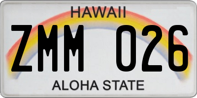 HI license plate ZMM026