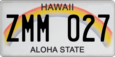 HI license plate ZMM027