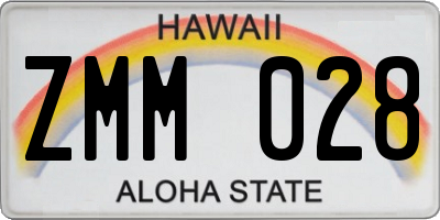 HI license plate ZMM028