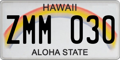 HI license plate ZMM030