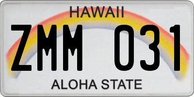 HI license plate ZMM031