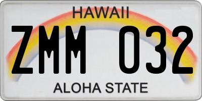 HI license plate ZMM032