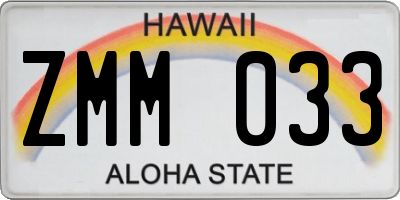 HI license plate ZMM033
