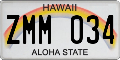 HI license plate ZMM034