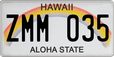 HI license plate ZMM035