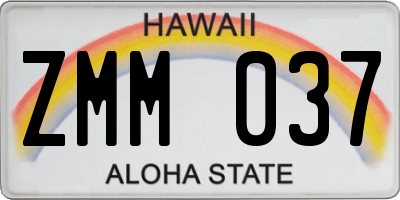 HI license plate ZMM037