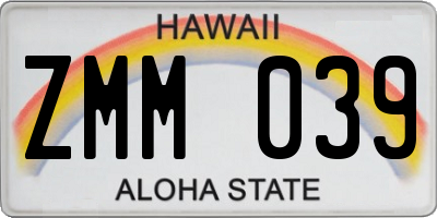 HI license plate ZMM039