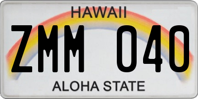 HI license plate ZMM040