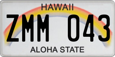 HI license plate ZMM043