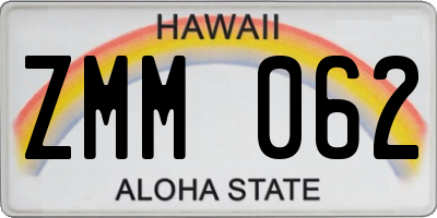 HI license plate ZMM062