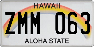 HI license plate ZMM063