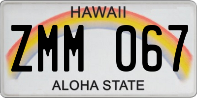 HI license plate ZMM067