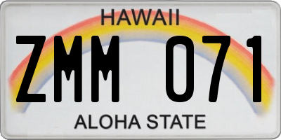 HI license plate ZMM071
