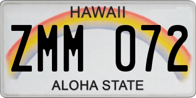 HI license plate ZMM072