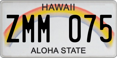 HI license plate ZMM075