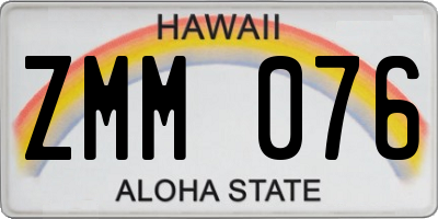 HI license plate ZMM076