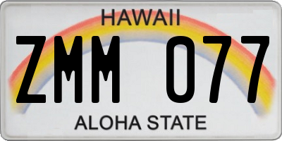 HI license plate ZMM077