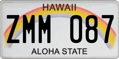 HI license plate ZMM087