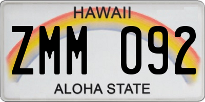 HI license plate ZMM092