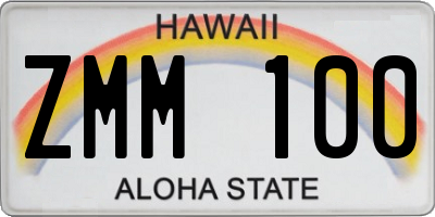 HI license plate ZMM100