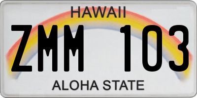 HI license plate ZMM103