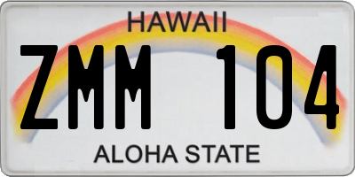 HI license plate ZMM104