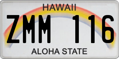 HI license plate ZMM116
