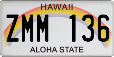 HI license plate ZMM136
