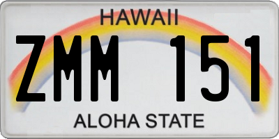 HI license plate ZMM151