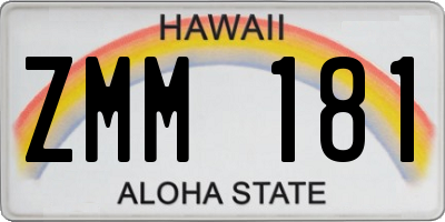 HI license plate ZMM181