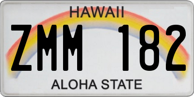 HI license plate ZMM182