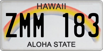 HI license plate ZMM183