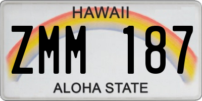 HI license plate ZMM187