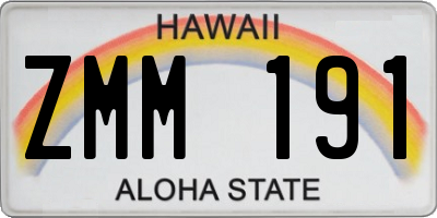 HI license plate ZMM191