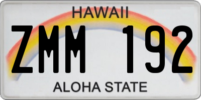 HI license plate ZMM192
