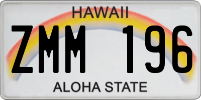 HI license plate ZMM196
