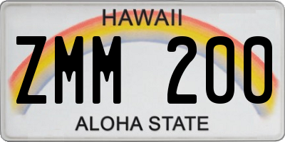 HI license plate ZMM200