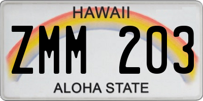 HI license plate ZMM203