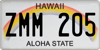 HI license plate ZMM205