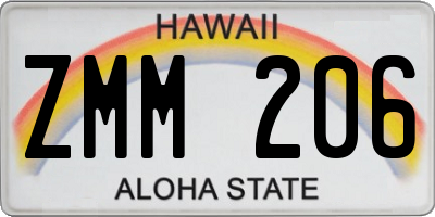 HI license plate ZMM206