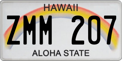 HI license plate ZMM207