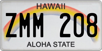 HI license plate ZMM208