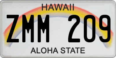 HI license plate ZMM209