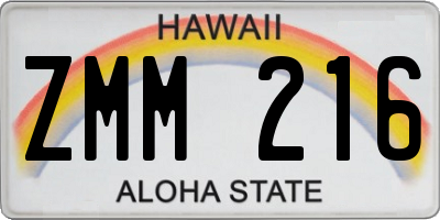 HI license plate ZMM216