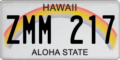HI license plate ZMM217