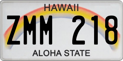 HI license plate ZMM218