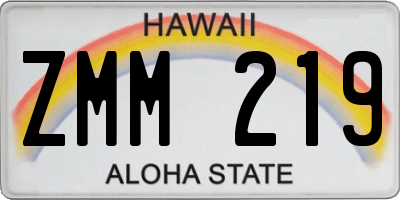 HI license plate ZMM219