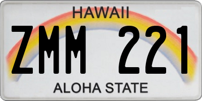 HI license plate ZMM221